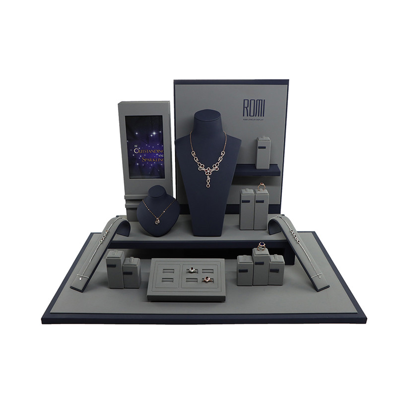 luxury gray jewelry window  display for shows jewelry display stand  case 