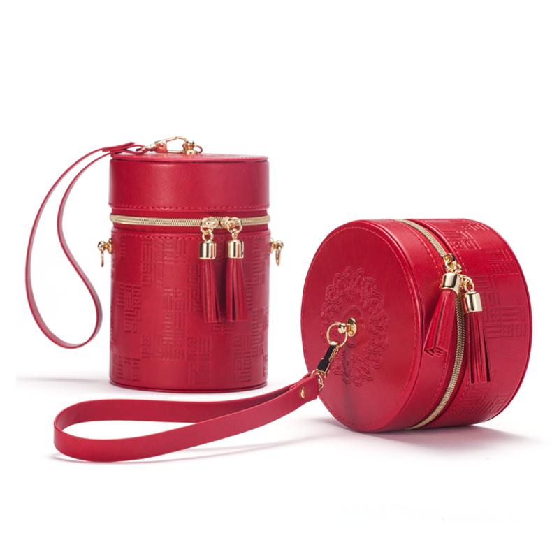 Luxury Red Leather Jewelry Bag Box Holder With Travel Storage For Pendant Ring
