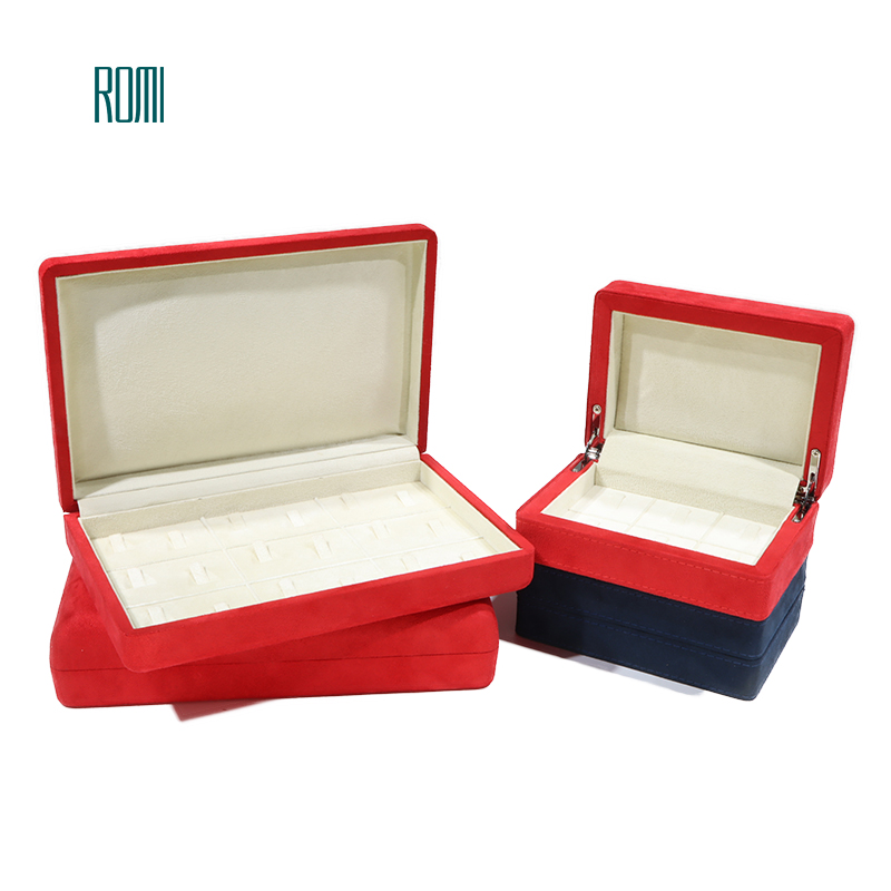 Multi-cell high-end velvet jewelry box for necklaces rings and earrings