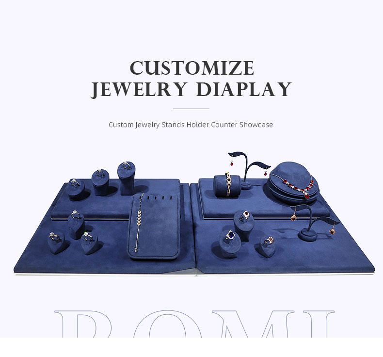 navy blue jewelry display set