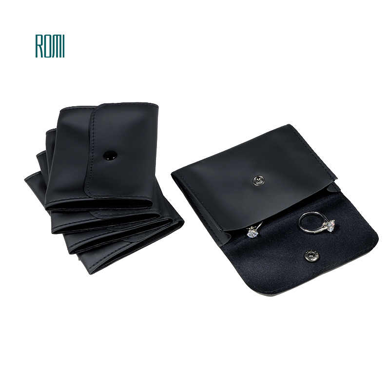 Custom Packaging With Logo PU Leather button Pouches For Pouch Jewelry Bag